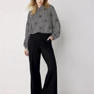 Summum Woman Top Puffy Sleeves kaleidoscope two tone, Black