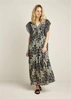 Summum Woman Long Dress with short wide sleeves, Black