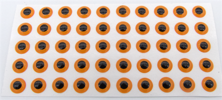 Selvklebende 3D øyne orange 6mm/50stk