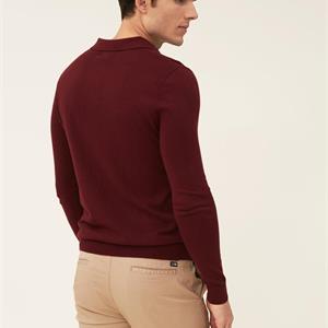 Lexington Riley Cotton/Cashmere Blend Knitted Polo, Dark Red