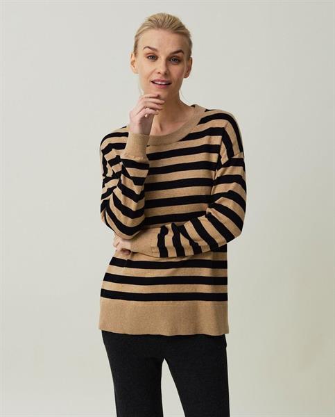 Lexington Lizzie Organic Cotton Cashmere Sweater, Beige/Black Striped