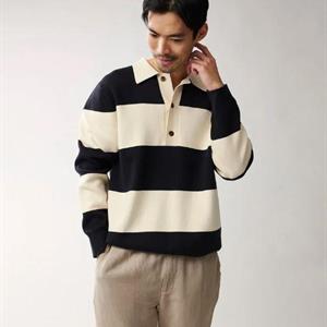 Lexington Fransesco Knitted Rugby Sweater, Blue/White Striped