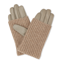 Day Leather Knit Glove, Greige