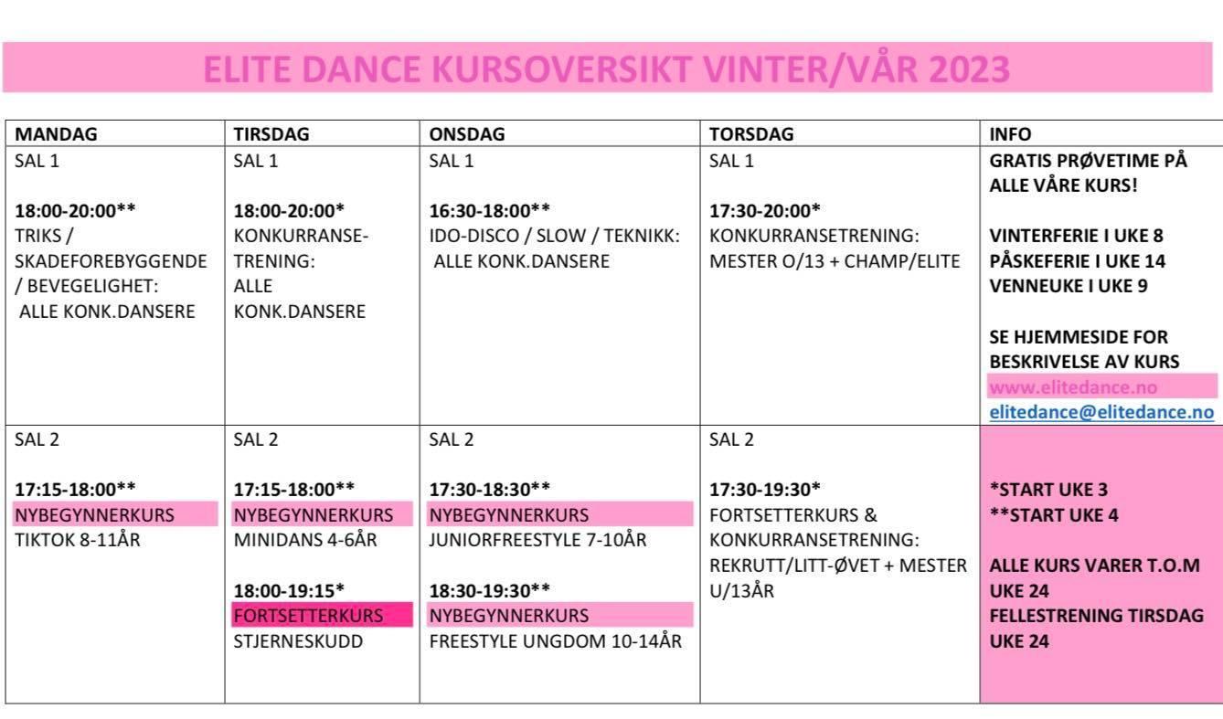 Timeplan Elite Dance 
