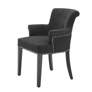 Eichholtz Dining Chair Key Largo with Arm, Black Linen