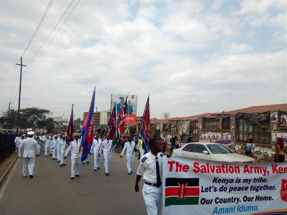 Salvation Army marching "For Peace"