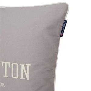 Lexington Logo Organic Cotton Twill Pillow Cover, Gray/White