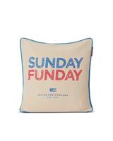 Lexington Sunday Funday Printed Cotton Canvas Pillow Cover, Lt Beige/Blue/Cerise