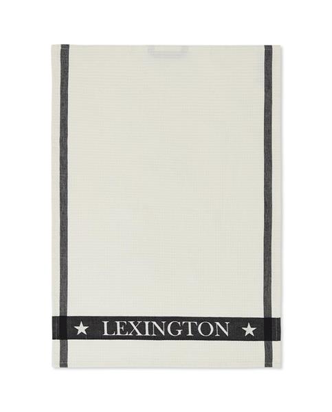 Lexington Cotton Waffle Kitchen Towel, White/Dk Gray