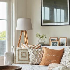 Lexington Rug Graphic Recycled Cotton Canvas Pillow Cover, White/Beige