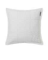 Lexington Quilted Embroidered Cotton Twill Pillow Cover, White
