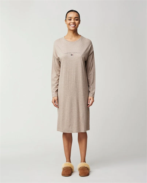 Lexington Angelica Cotton Modal Jersey Nightgown, Mid Brown Melange