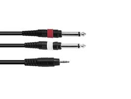 KABEL 3.5 Jack/2xJack, 3m, BK, OMNITRONIC 