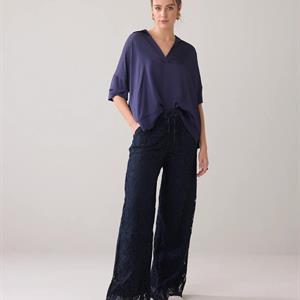 Summum Woman Long Lace Pants, Navy Noir