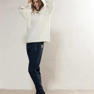 Blue Cat Boucle Knit Hoodie, Ecru