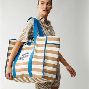 Lexington Madison Organic Cotton Family Beach Bag, Beige/White Stripe