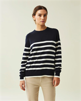 Lexington Freya Cashmere Blend Sweater, Dark Blue/White Stripe
