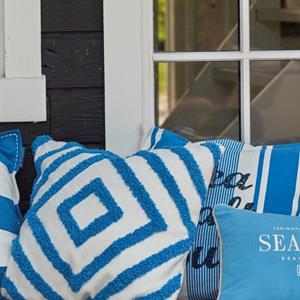 Lexington Rug Graphic Recycled Cotton Canvas Pillow Cover, White/Blue