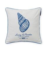 Lexington Seashell Embroidered Cotton Canvas Pillow Cover