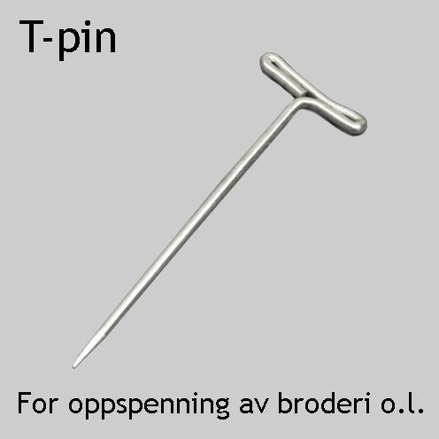 T-pin for oppspenning av broderi