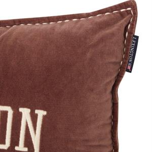 Lexington Logo Message Organic Cotton Velvet 60x40 Pillow Brown