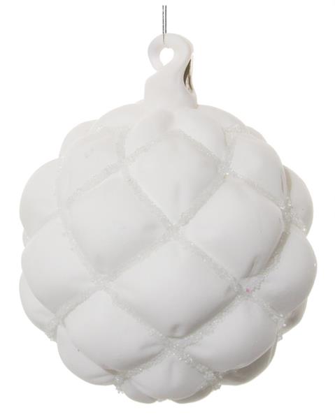 Shishi Glass velvet ball white w/clear beads 8cm
