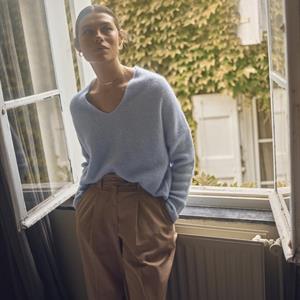 Mos Mosh Thora V-Neck Knit, Cashmere Blue
