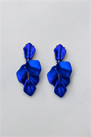 Bow19 Details Leaf Earrings Metallic Blue