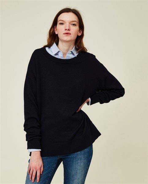 Lexington Lizzie Organic Cotton/Cashmere Sweater, Dark Blue