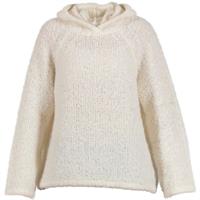 Blue Cat Boucle Knit Hoodie, Ecru