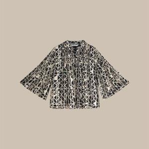 Summum Woman Blouse Triangle Print, Black/Ivory