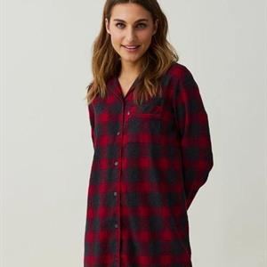 Lexington Avery Organic Cotton Flannel Nightshirt, Red/Dk Gray