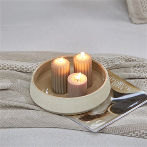 Riviera Maison Fine Rob Pillar Candle Flax 7 x 9 cm