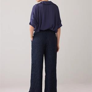 Summum Woman Long Lace Pants, Navy Noir
