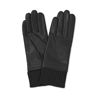 Day Leather Knit Glove, Black