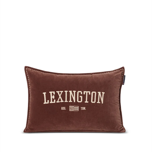Lexington Logo Message Organic Cotton Velvet 60x40 Pillow Brown