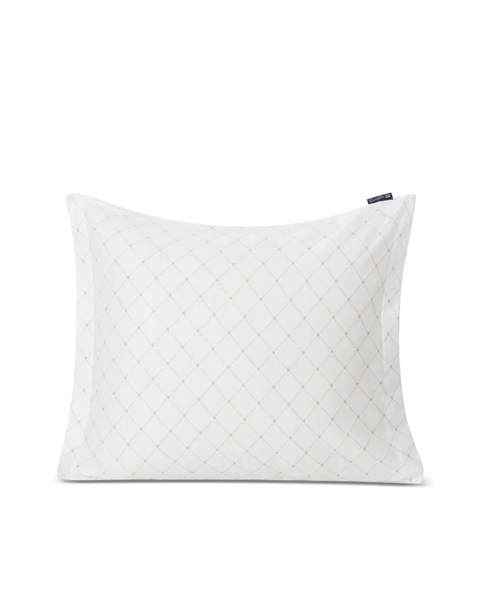 Lexington Signature Star Sateen Pillowcase, White/Beige