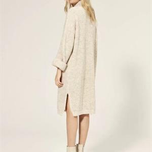 Summum Woman Knitted polo neck dress, Ivory Melange