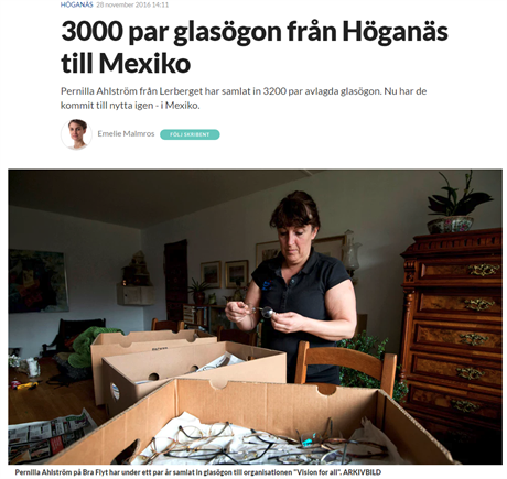 3000 par glasögon från Höganäs till Mexiko