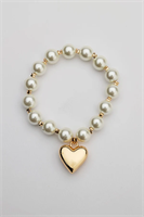 Bow19 Details Pearl Bracelet Gold Heart