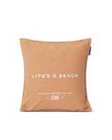 Lexington Life´S A Beach Embroidered Cotton Pillow Cover, Beige/White