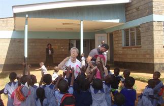 2012 - Outside Kibera Nursary - Soap bubbles great success