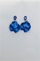 Bow19 Details Leaf Earrings Dark Blue cz