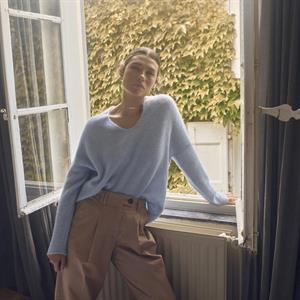 Mos Mosh Thora V-Neck Knit, Cashmere Blue