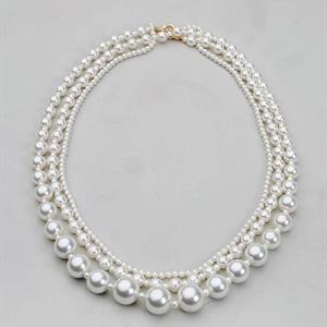 Bow19 Details Pearl Necklace Long 2 row