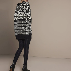 Summum Woman Boyfriend Sweater Jacquard Knit, Black
