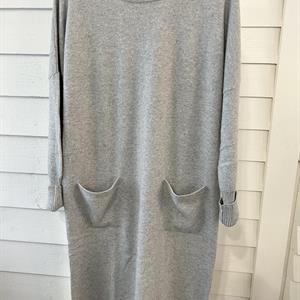 Estheme 100% Cashmere Round Neck Dress, Fog