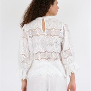 Neo Noir Adela Big Embroidery Blouse, White