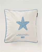 Lexington Sea Embroidered pillow cover, White/Blue
