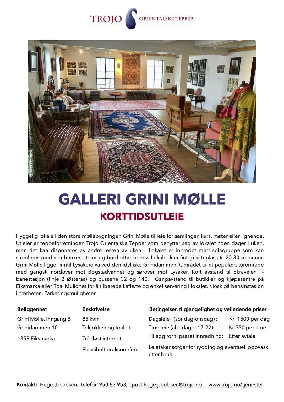 Galleri Grini Mølle korttidsutleie